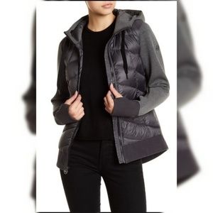 Michael Kors Mixed Media Hooded Jacket ~ Gunmetal